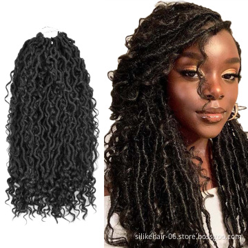 18inch Long Curly Ombre Brown Goddess Faux Locs Crochet Braiding Hair Women Fluffy Passion Twist Synthetic Hair Extensions
